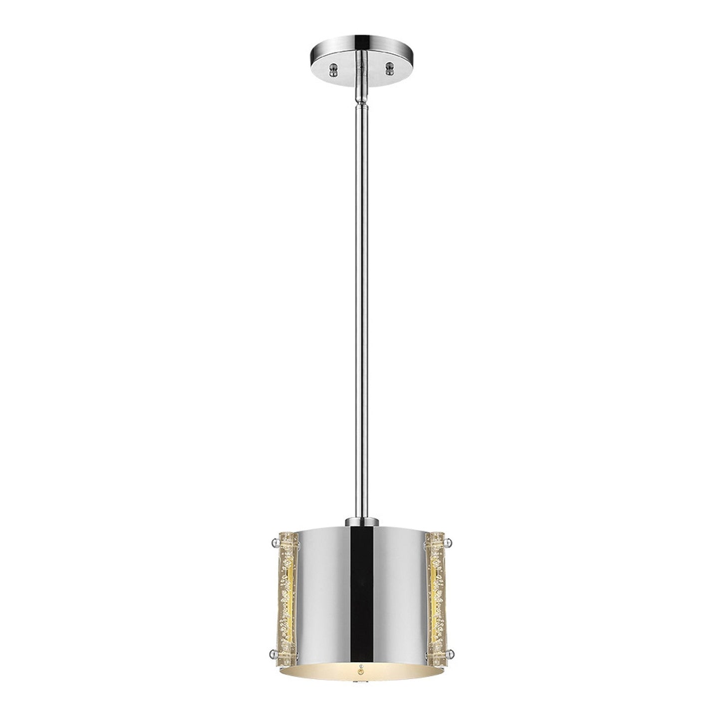 Zoom 1-Light Polished Stainless Steel Pendant With Seeded Acrylic